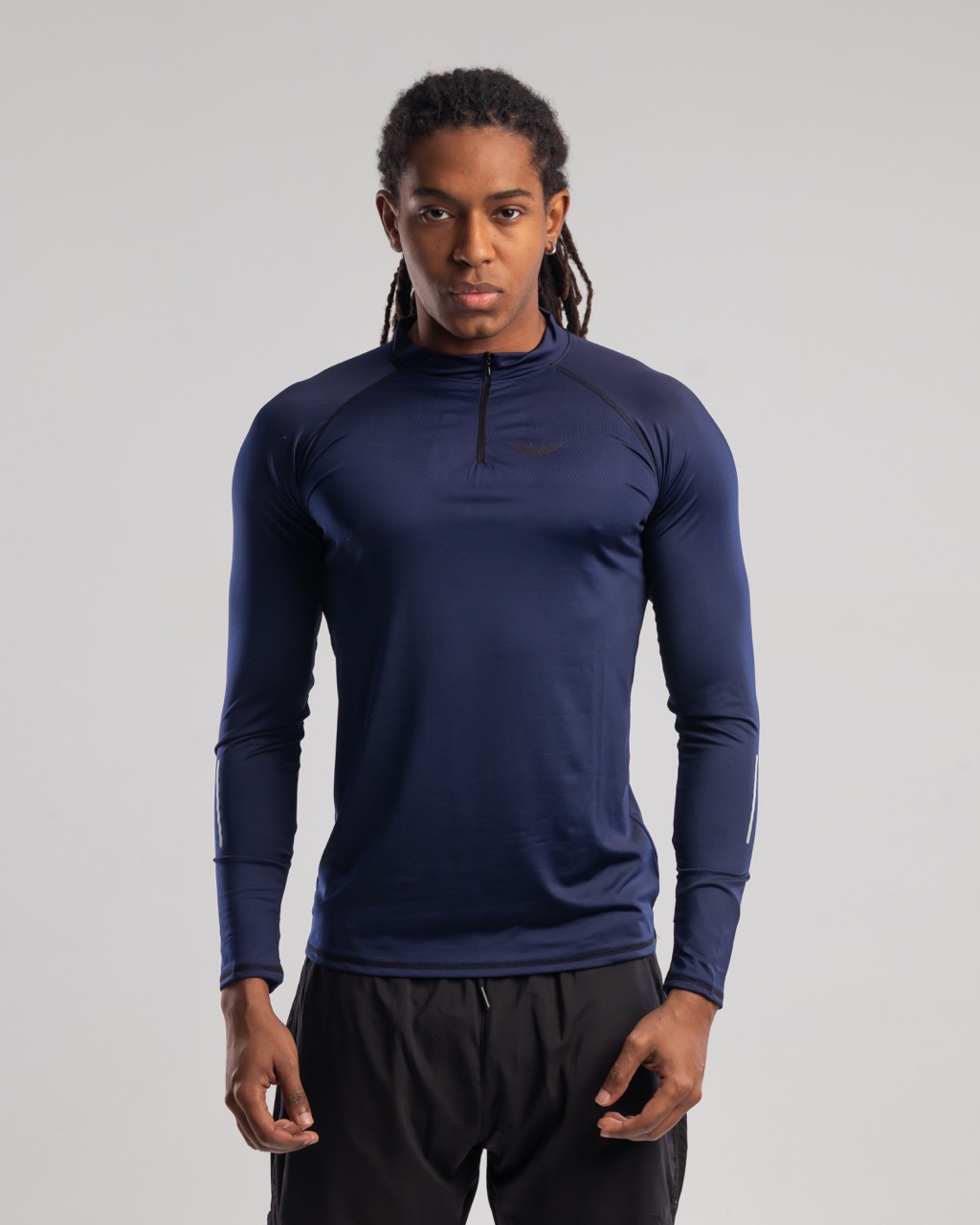 BLUE HIGH NECK LONG SLEEVE