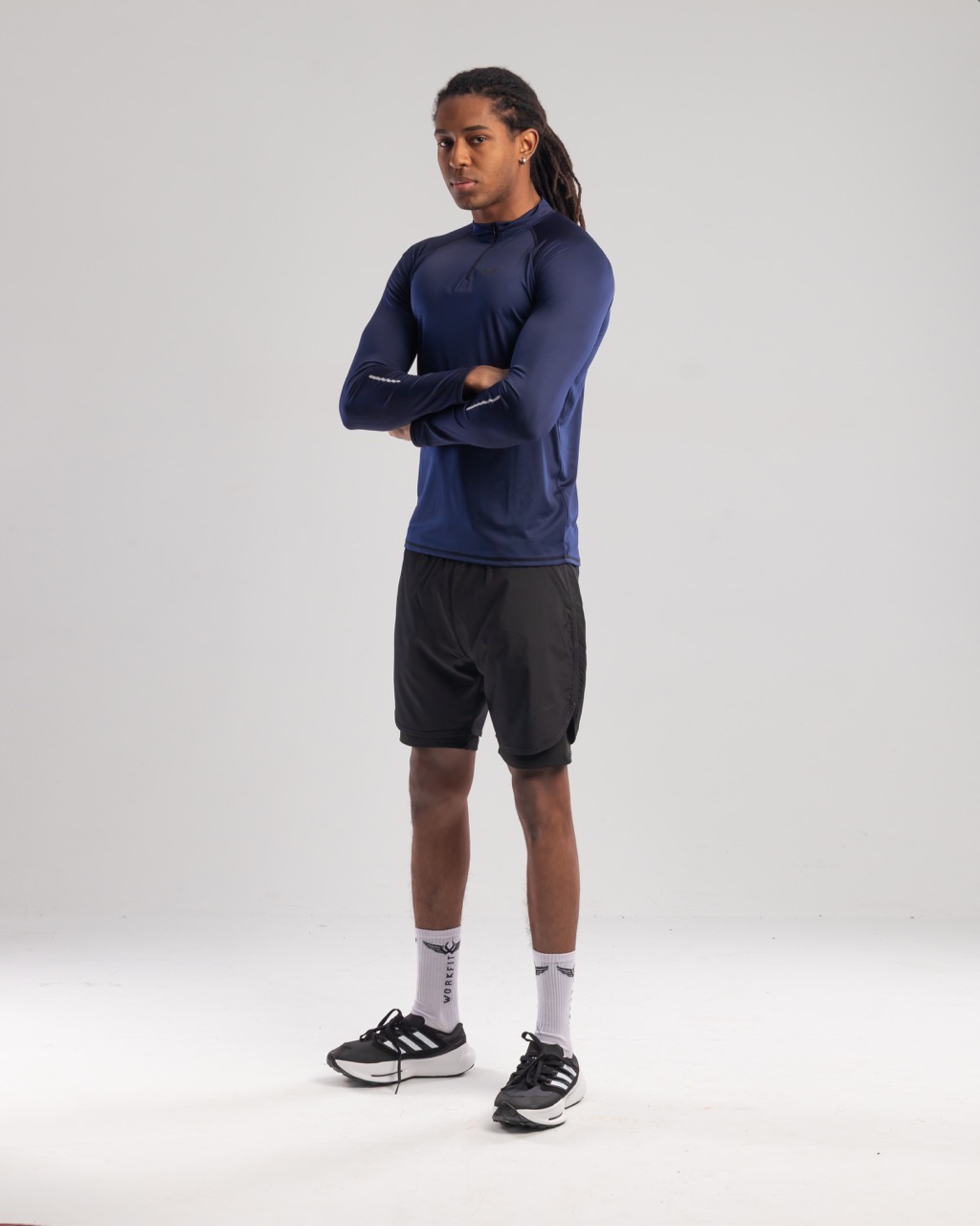 BLUE HIGH NECK LONG SLEEVE