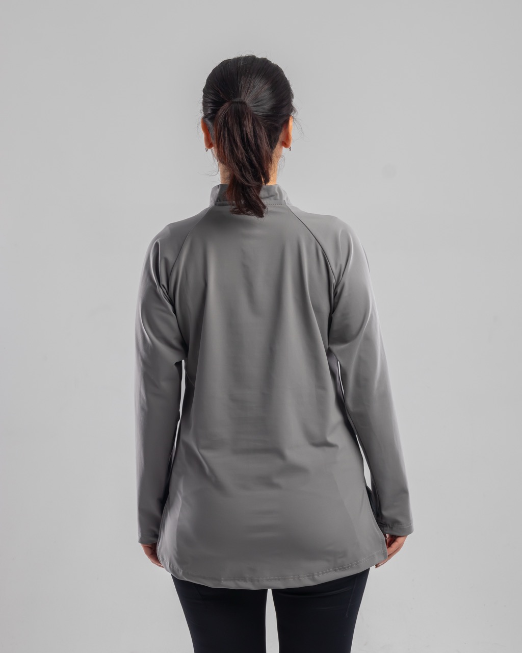 GRAY ZIP UP HIGH NECK