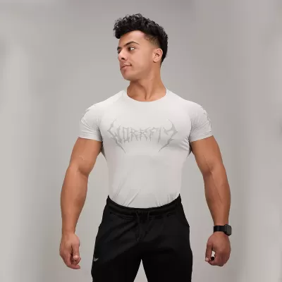 GRAY COMPRESSION ROUND T-SHIRT