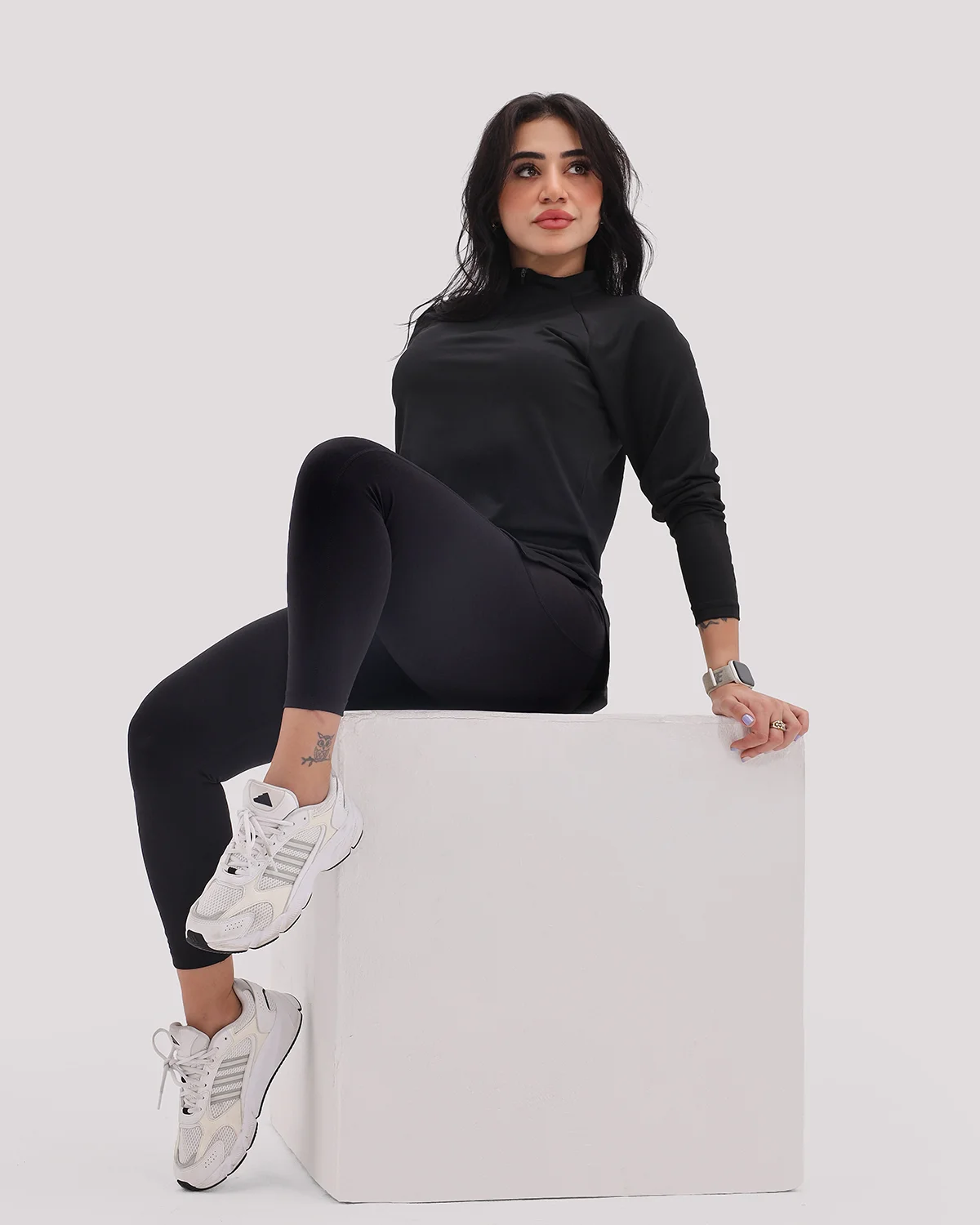 BLACK ZIP UP HIGH NECK