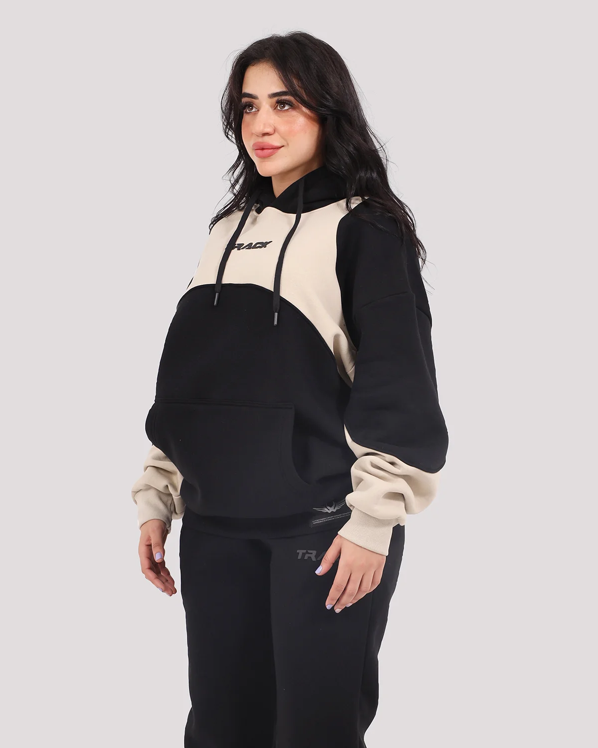 BEIGE WORKFIT TRACK HOODIE