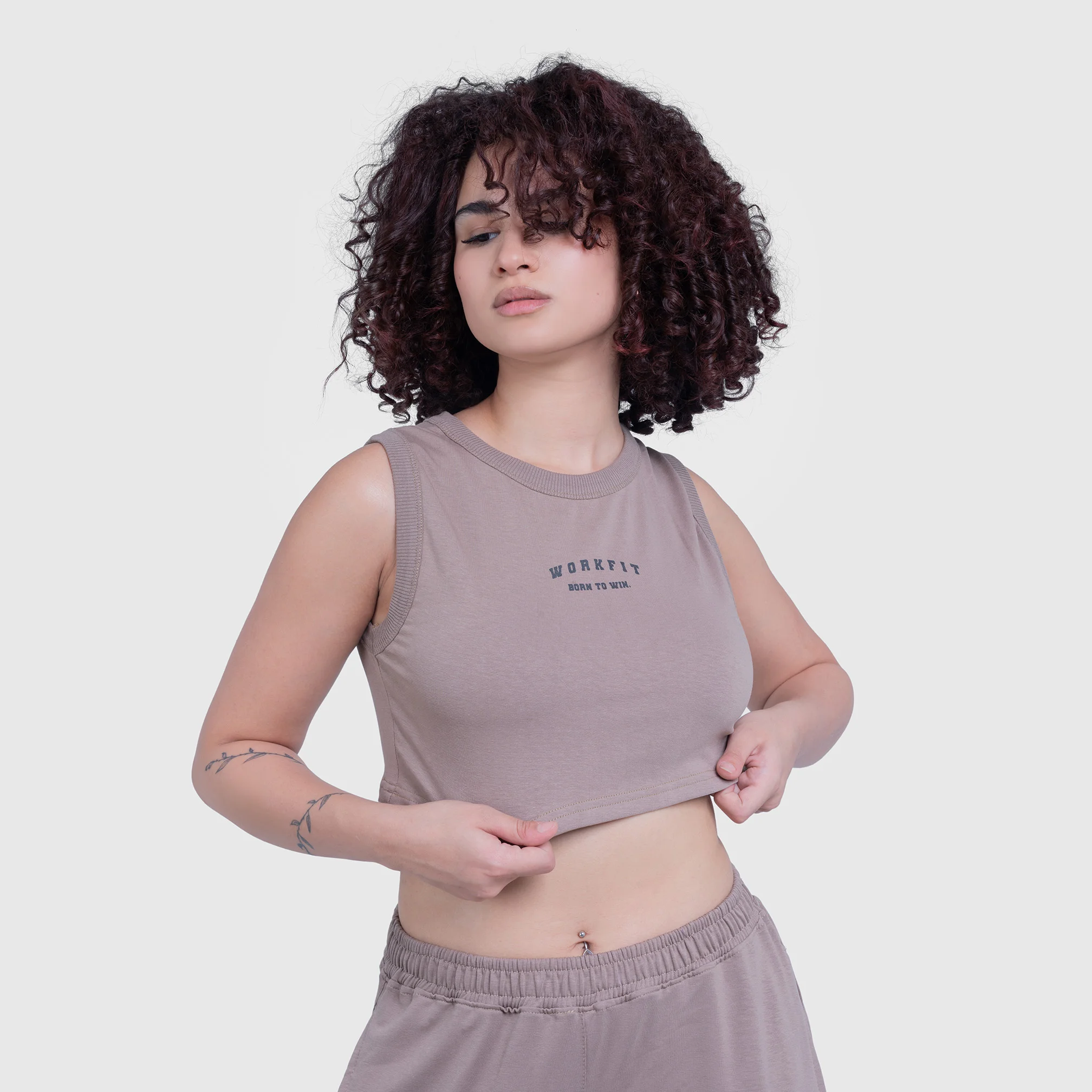 BROWN COTTON TANK TOP