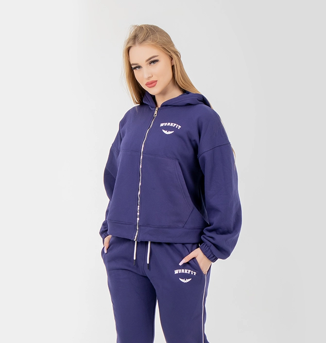 ZIPPER BLUE SWEATSHIRT HOODIE