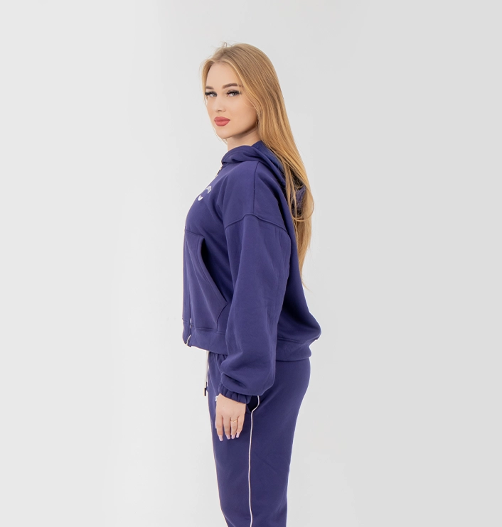 ZIPPER BLUE SWEATSHIRT HOODIE