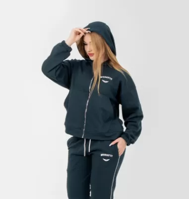 ZIPPER D-GREEN SWEATSHIRT HOODIE