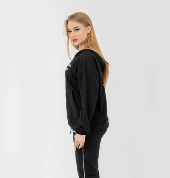 ZIPPER BLACK SWEATSHIRT HOODIE
