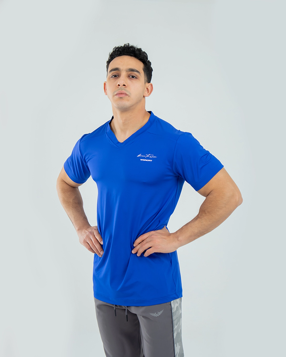 WORKFIT BLUE V NECK T-SHIRT
