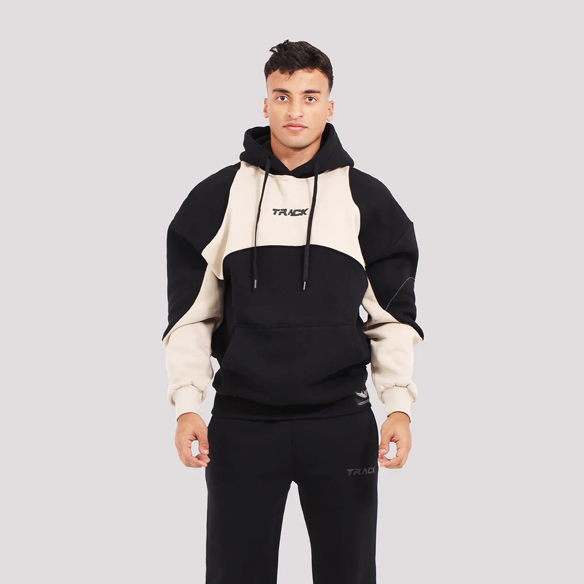 BEIGE WORKFIT TRACK HOODIE