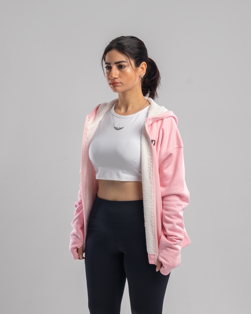 PINK ZIP UP HOODIE
