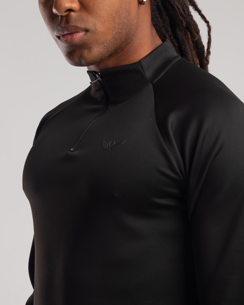 BLACK ZIP UP HIGH NECK 