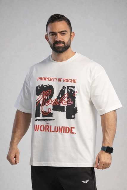 over sized print T white