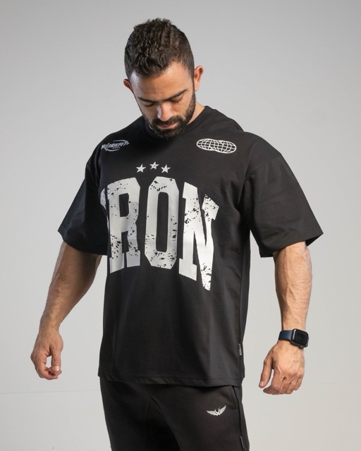 iron over sized T black