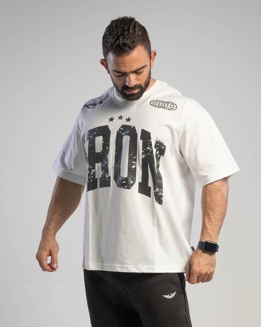 iron over sized T white