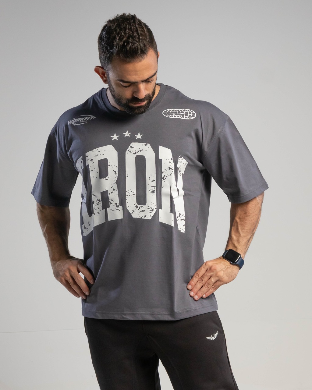 iron over sized T gray