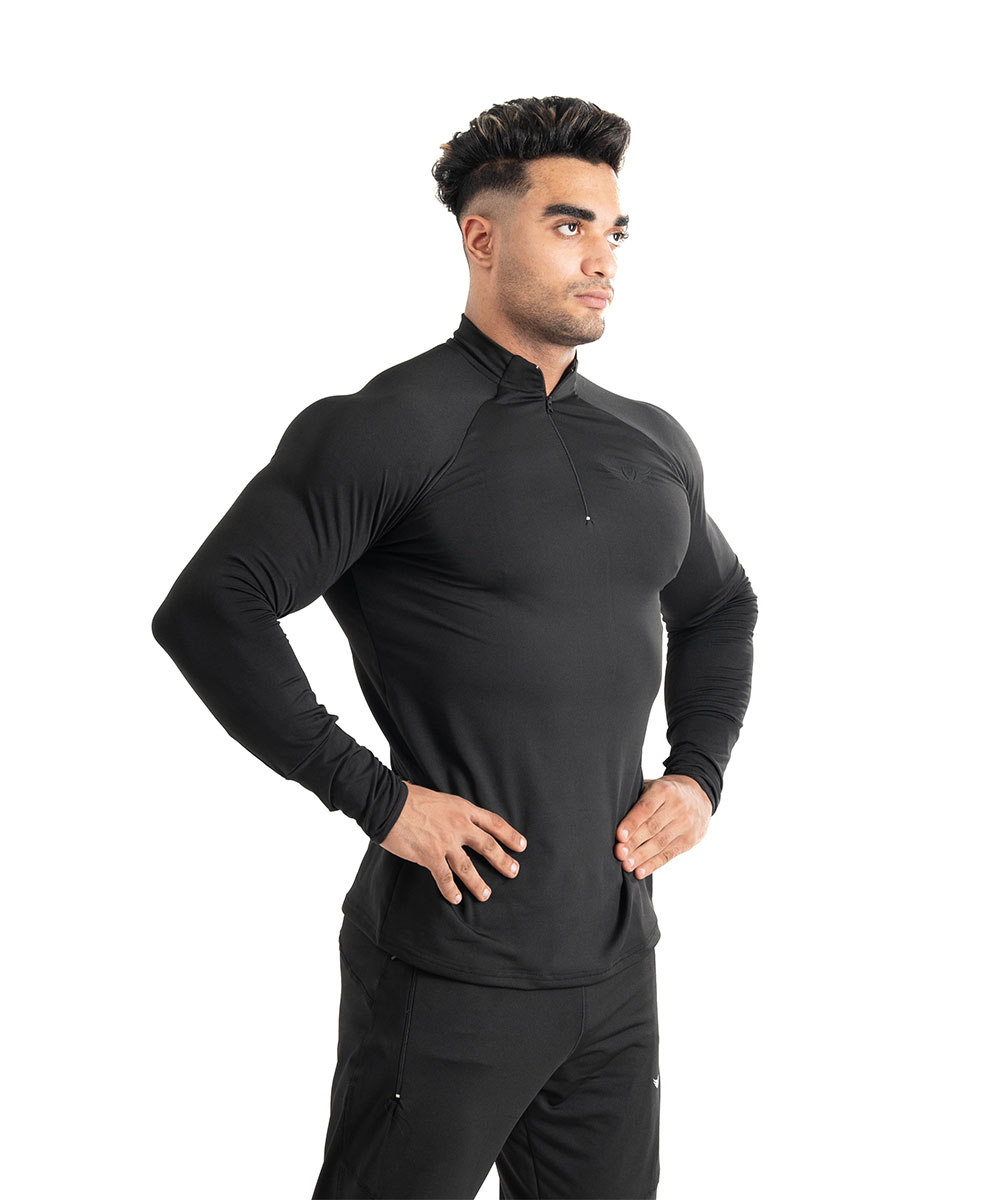BLACK ZIP UP HIGH NECK WF