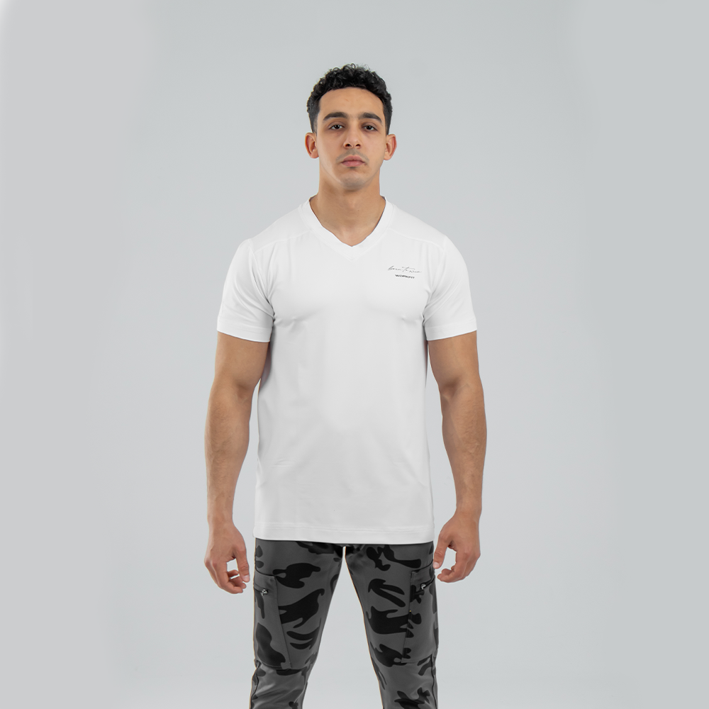 WORKFIT WHITE V NECK T-SHIRT