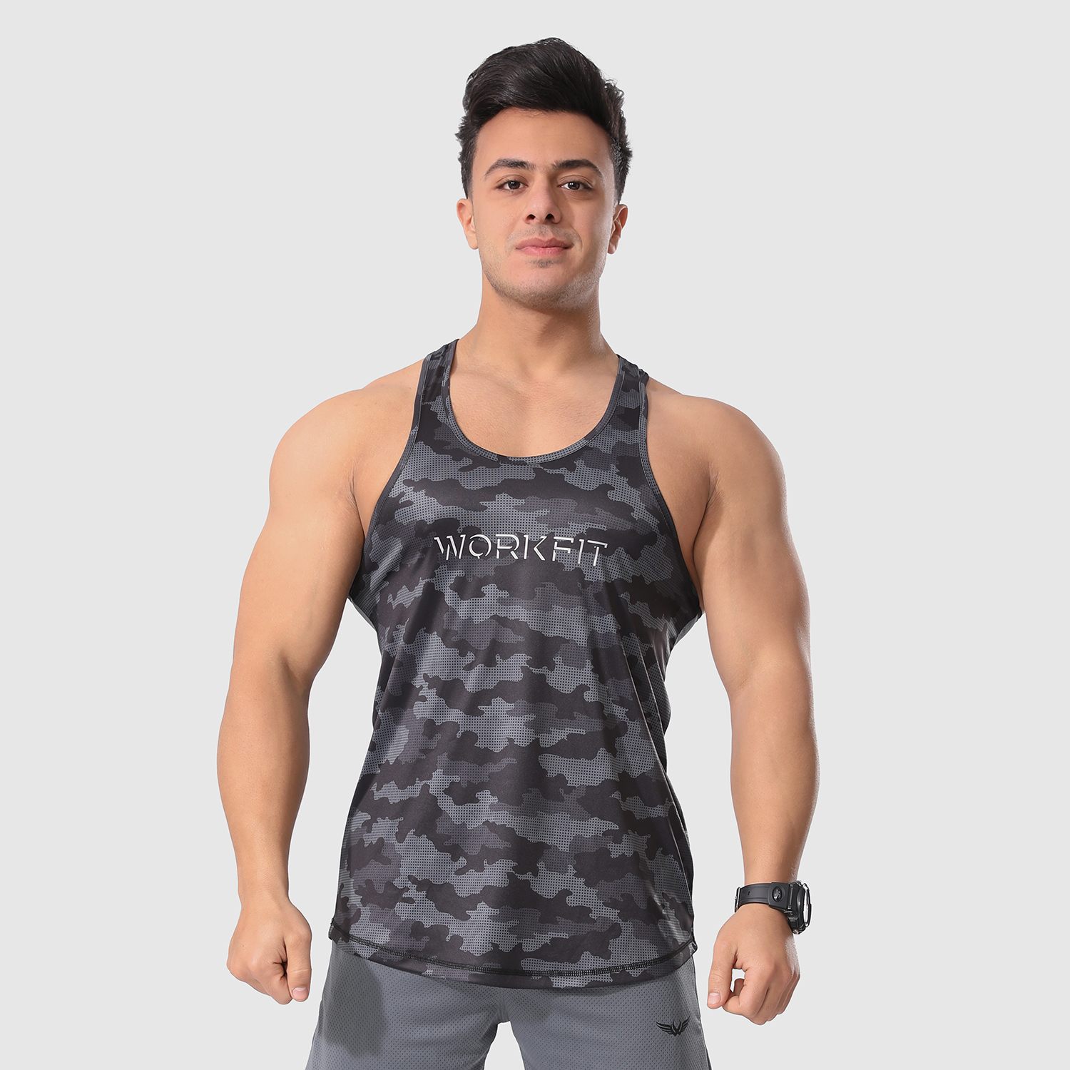 GRAY ARMY FORCE TANK - WORK FIT