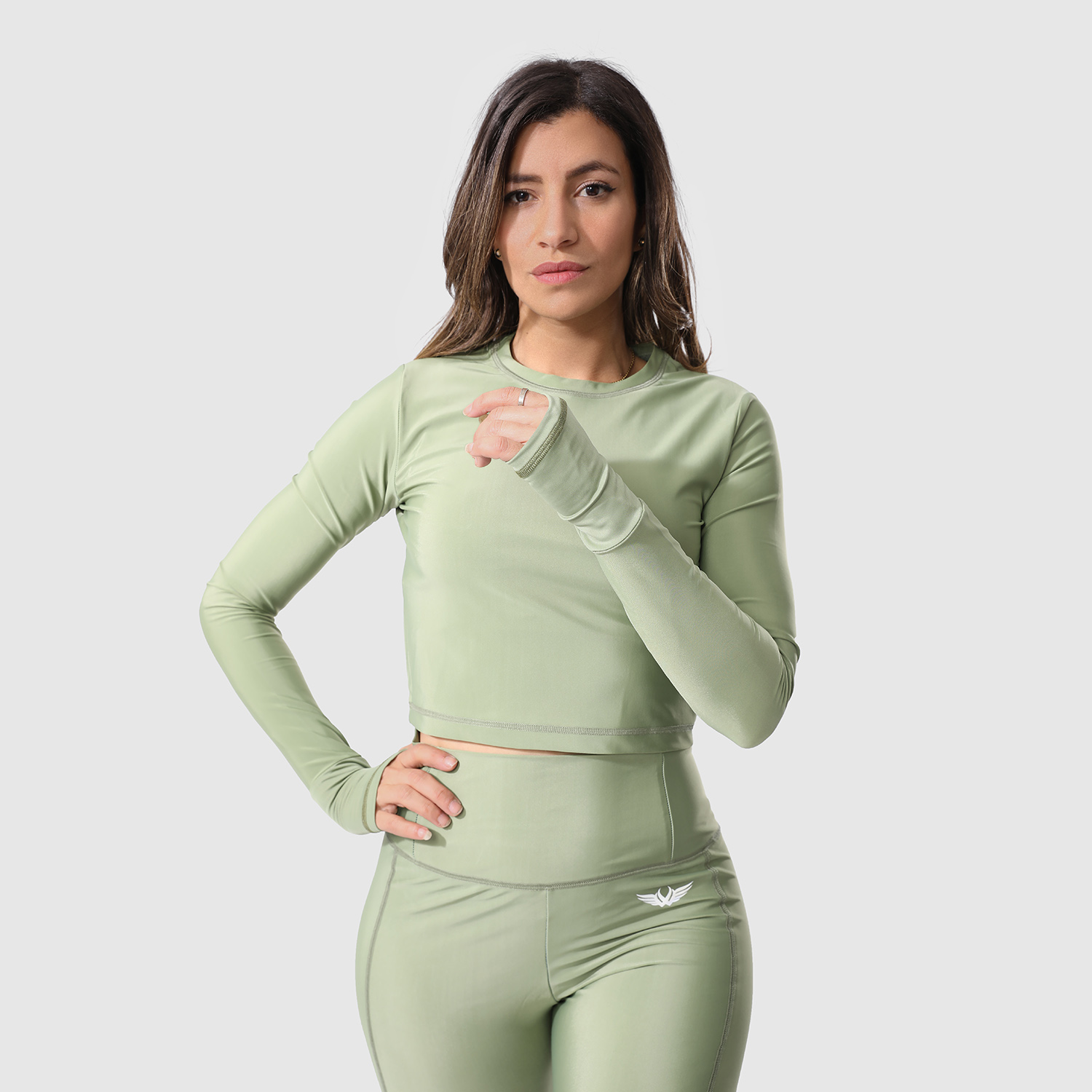 L GREEN STOMACH LONG SLEEVE - WORK FIT